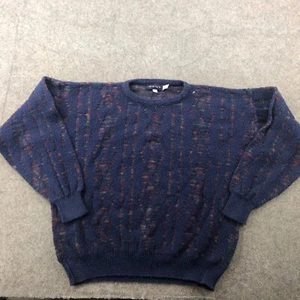 Vintage GANT Sweater Men Medium Blue Red Knit Heavyweight Grandpa - Picture 1 of 9