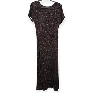 Soft Surroundings Caity Maxikleid Gr. M braun schwarz abstrakt Faux Wickelschlitz - Bild 1 von 5