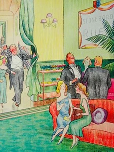 1939 Vintage Colour Print RUGBY UNION YES THE RUGGER CLUB DANCE ALWAYS DIFFERENT - Picture 1 of 2