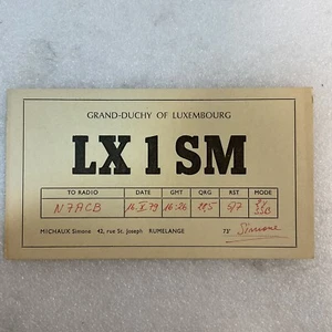 QSL Short Wave Ham Radio Card lX1SM Michaud Simone Grand-Duchy Of Luxembourg - Picture 1 of 3