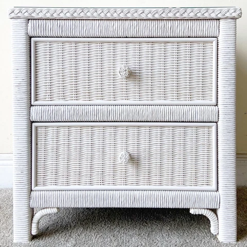 Coastal Henry Link Wicker and Rattan Nightstand Cover