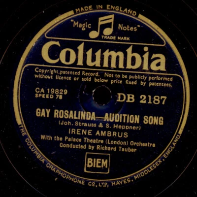 IRENE AMBRUS "Gay Rosalinda" Audition Song (R. Tauber Dir.)Schellackplatte S2716 - Bild 1 von 2