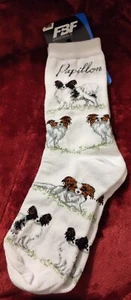 Papillon Dog Socks Adult Med. Made In USA FBF Originals Women 6-11 Men 5-10 - Picture 1 of 5