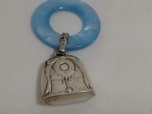 Vintage WEB Webster Birth Record Sterling Silver Baby Rattle Blue Teether - Picture 1 of 6