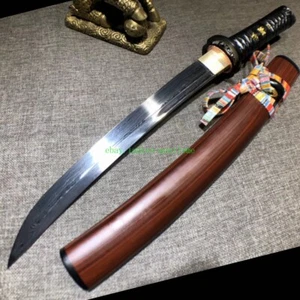 Handmade Damascus Folded Steel Japanese Tanto Short Sword Samurai Battle Katana  - Picture 1 of 11