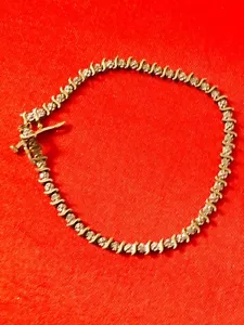 10K YELLOW GOLD DIAMOND TENNIS STYLE BRACELET 7" - Picture 1 of 5