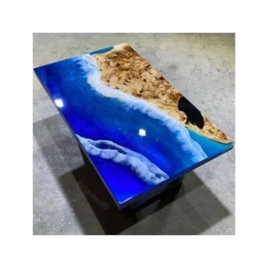 Ocean River Epoxy Coffee Table Top, Center Wooden Hallway Furniture Table Top - Picture 1 of 8