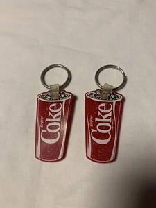 2 Vintage 1987 Coke-Subway Restaurant Advertising Key Chain Promo - Picture 1 of 3