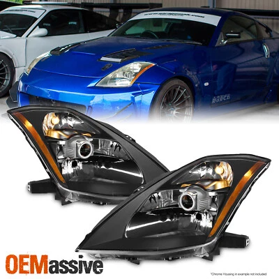 Fits 03-05 350Z Fairlady Z33 Black Bezel HID Type Projector Headlights Headlamps - Image 1 of 4