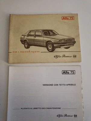 ALFA ROMEO ALFA 75 1° SERIE LIBRETTO DI USO E MANUTENZIONE PIU ALLEGATO TETTO 85 - Immagine 1 di 3