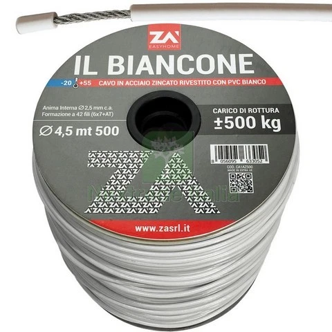 500ML FILO STENDIBIANCHERIA BIANCONE ZINCATO 4,5 MM: - Immagine 1 di 1