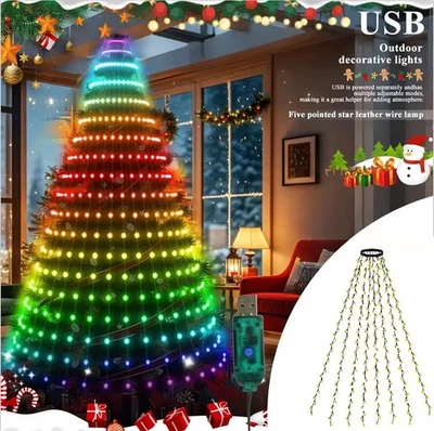 280LED Waterfall Light Christmas Tree Fairy String Lights Waterproof Party Decor - Image 1 of 4