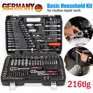 216tlg Steckschlüssel Satz Knarrenkasten Set Koffer Ratschen Kasten 1/4 3/8 1/2" - Bild 1 von 23