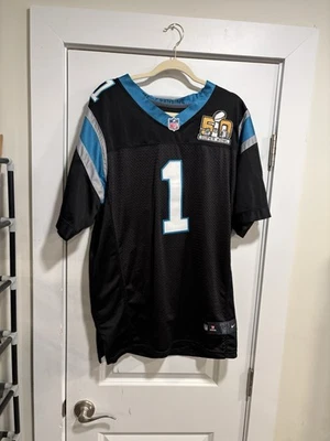 Camiseta Carolina Panthers Cam Newton #1 NFL - Parche Super Bowl 50 - Nike Foto 1 de 2