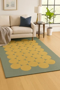 Modern Boho Handmade Wool Rug 6x9 8x10 – Neutral Carpet for Living & Bedroom Use - Picture 1 of 4