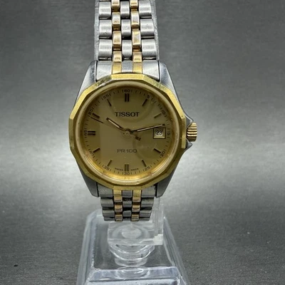 Tissot PR100 Watch Women 25mm Gold Dial Two Tone Date Round P332/432 New Batt - Image 1 of 4