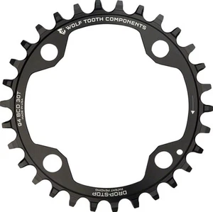 Wolf Tooth Drop Stop Chainring 30t 94 BCD 4-Bolt 9/10/11/12-Speed Aluminum Black - Picture 1 of 1