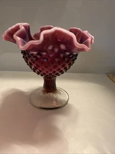 PÚRPURA CIRUELA FENTON HOBNAIL OPALESCENTE ARTE VIDRIO BON BON VIDRIO URNA CUENCO - Imagen 1 de 8