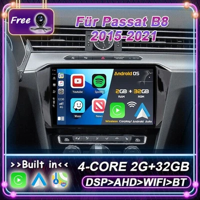 10.1"Android 15 Für Passat B8 2015-2021 Autoradio GPS Navigation DAB+ CarPlay AM - Bild 1 von 4