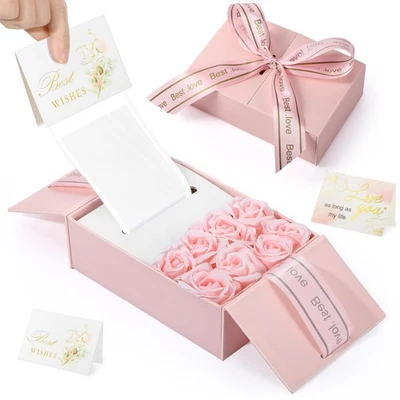 Money Box for Cash Gift Mothers Day Gifts Birthday Money Pull out with 8 Rose... - Image 1 of 4