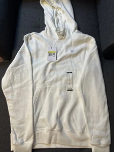 Nike Sportswear Club Fleece Pullover Hoodie Men's M White Pocket BV2654-134 - Picture 1 of 10