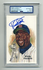 KIRBY PUCKETT PSA/DNA SIGNED PEREZ STEELE POST CARD - BEAUTIFUL and TOUGH - Picture 1 of 1