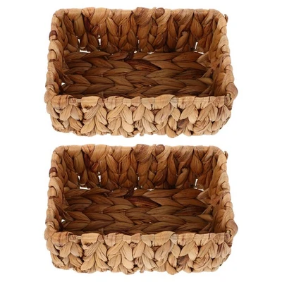  2 Pcs Cestini Portaoggetti Per La Casa Cestino Vimini Intrecciato Mano - Immagine 1 di 4