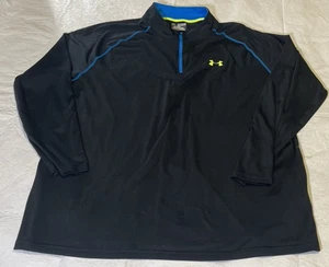 Under Armour 1/4 Zip Pullover Heatgear Loose Herren 2XL Schwarz Neon Besatz Langarm - Bild 1 von 8