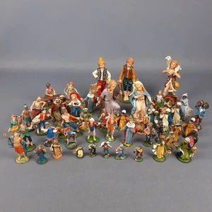 Lot 50 Stück Krippenfiguren Kunststoff bemalt Made In Italy Vintage 1970 - Bild 1 von 14