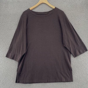 J Jill Top Womens Small Brown Pure Jill Hemp Cotton Knit Seamed Tunic 3/4 Sleeve - Picture 1 of 10