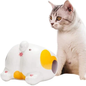 ® Slanted Butt Shaped Ceramic Pet Food and Water Bowl Raised Cat Dish Elevate... - Picture 1 of 7