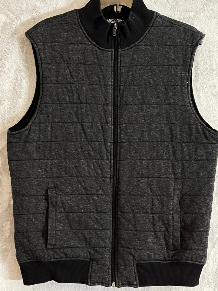 Chaleco Michael Kors Para Mujer Grande Negro Algodón Acolchado Forrado Foto 1 de 4