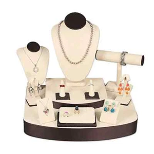 12 Stück Beige Kunstleder Schmuck Display Showroom Set - Bild 1 von 1