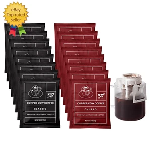 Copper Cow Premium Pour over Single-Serve Vietnamese Coffee | Classic Black, Chu - Picture 1 of 12