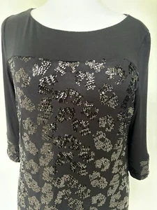 🩶WALLIS .. Fabulous Black Stretchy Sequin Dress Size 12 petite🩶 - Picture 1 of 7