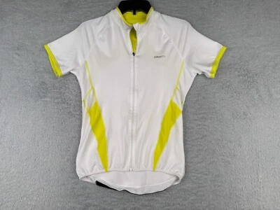 Craft Cycling Jersey Womens Small White Yellow Full Zip Short Sleeve Polyester - Image 1 of 4