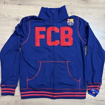 FC Barcelona Full Zip Warm Up Sweatshirt Jacket Mens Size Large L Blue Big Logo - Image 1 of 4