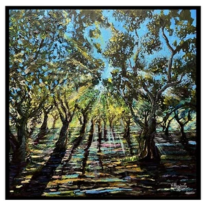Uliveto al mattino - acrilico su tela - 40X40 - 2023 - Gaetano Villegiante  - Foto 1 di 1