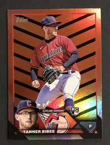 Tanner Bibee 2023 Topps Update #US168 RC Orange Black Foil Parallel Guardians