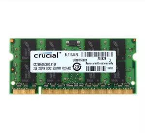 Crucial 2GB 2 GB DDR2 800Mhz PC2-6400S 200pin SO-DIMM Laptop RAM Memory PC2 6400 - Picture 1 of 9