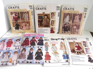 8 Lot Butterick 5589 5110 McCalls AMERICAN GIRL 18" PUPPENKLEIDUNG Nähen MUSTER - Bild 1 von 8