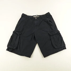 Anchor Blue Shorts Mens 34 Black Cargo Baggy Drawstring Skater Grunge Goth Y2K ^ - Picture 1 of 10