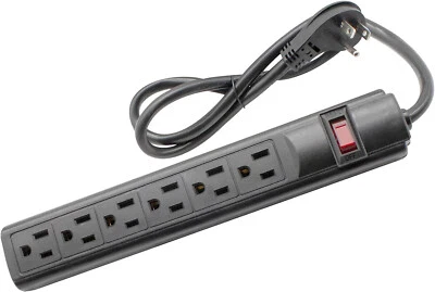 Steren 6-Outlet Power Strip, 3ft Heavy-Duty Cord, 150 Joules Surge Protection - Image 1 of 4