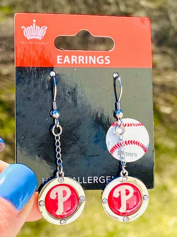 Philadelphia Phillies Round Crystal Dangle Earrings Cover