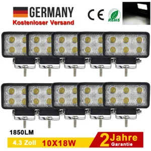 10 X LED Arbeitsscheinwerfer18W Rückfahrscheinwerfer Scheinwerfer 12V 24V IP67 - Bild 1 von 12
