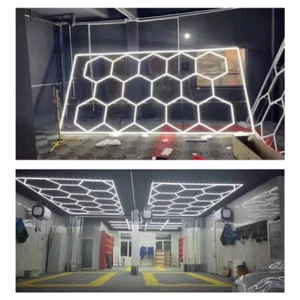 14Grid Hexagon LED Lámpara Tubos Taller Garaje Pared Techo Lámpara Mankave Nuevo - Imagen 1 de 20