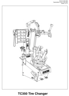 PARTS MANUAL FOR HUNTER TC350 TIRE CHANGER on CDROM - Image 1 of 2