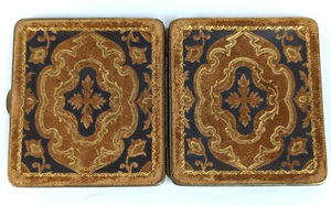 Antique Tooled Leather Hinged Case Wallet Coin Purse Case Cross Made in Vienna - Picture 1 of 15