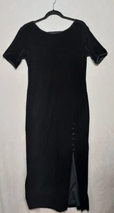 VINTAGE Black Velvet Dress Sz 10 Jessica Lauren Maxi LBD Elegant Evening Classic - Picture 1 of 19