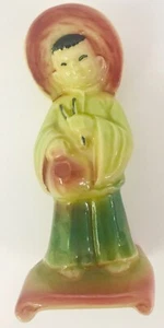 Shawnee Asian Boy With Bowl & Chopsticks Figurine Statue Marked USA 602 Vintage - Picture 1 of 6